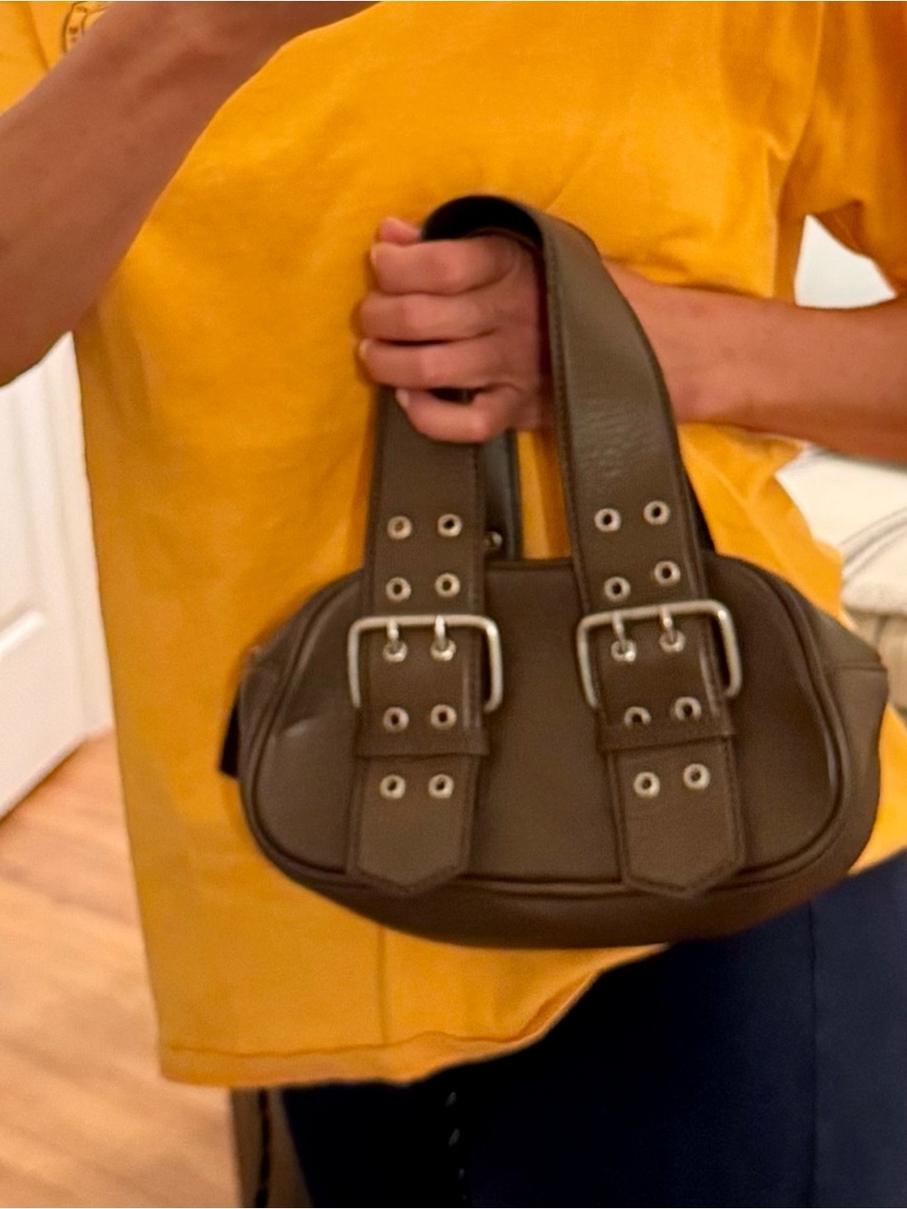 Free People Brown Double-Strap Leather Shoulder Bag - Picture 6 of 7
